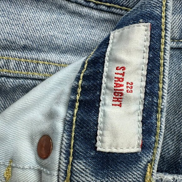 Lucky Brand Jeans Mens 31x32 Blue Denim 223 Straight Stretch Faded Wash Mid Rise - Picture 5 of 9